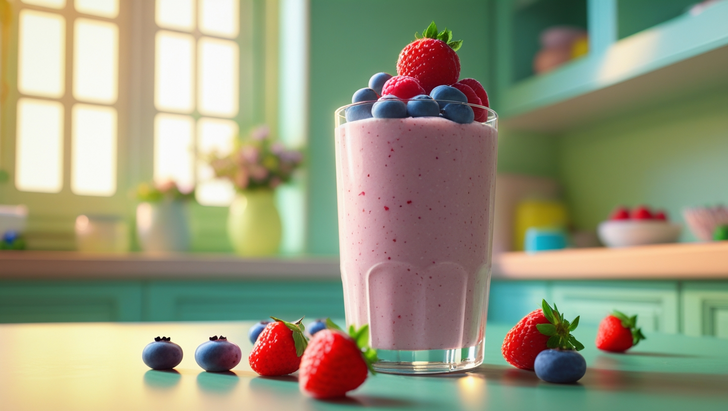 Healthy berry smoothie with probiotics